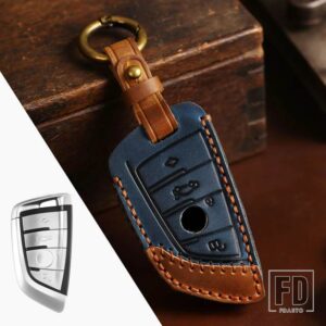BMW 革キー FOB ケースカバー 1 3 5/7シリーズ X1 X3 X4 X5 F10 F15 F16 F20 F30 F18 F25 M3 M4 E34 キーホルダーアクセサリー - key B-4bt-blue
