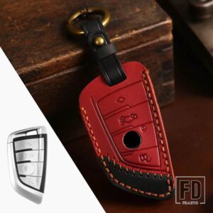BMW 革キー FOB ケースカバー 1 3 5/7シリーズ X1 X3 X4 X5 F10 F15 F16 F20 F30 F18 F25 M3 M4 E34 キーホルダーアクセサリー - key B-4bt-red