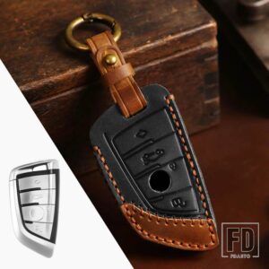 BMW 革キー FOB ケースカバー 1 3 5/7シリーズ X1 X3 X4 X5 F10 F15 F16 F20 F30 F18 F25 M3 M4 E34 キーホルダーアクセサリー - key B-4bt-black