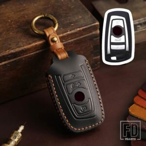 BMW 革キー FOB ケースカバー 1 3 5/7シリーズ X1 X3 X4 X5 F10 F15 F16 F20 F30 F18 F25 M3 M4 E34 キーホルダーアクセサリー - key A-4bt-black