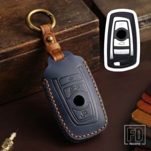 BMW 革キー FOB ケースカバー 1 3 5/7シリーズ X1 X3 X4 X5 F10 F15 F16 F20 F30 F18 F25 M3 M4 E34 キーホルダーアクセサリー - key A-4bt-blue