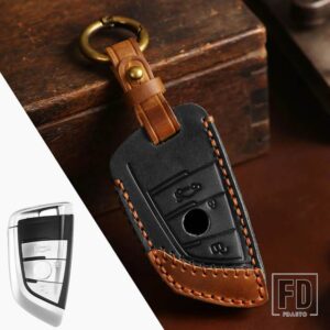 BMW 革キー FOB ケースカバー 1 3 5/7シリーズ X1 X3 X4 X5 F10 F15 F16 F20 F30 F18 F25 M3 M4 E34 キーホルダーアクセサリー - key B-3bt-black
