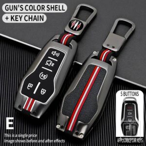 フォード フュージョンモンデオマスタング F-150 エクスプローラーエッジ 2015-2017 2018 2019 アクセサリー 5ボタン金属キーカバー FOB ケース - E-gun-ring