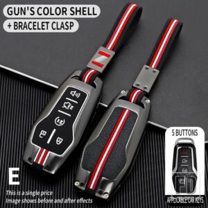 フォード フュージョンモンデオマスタング F-150 エクスプローラーエッジ 2015-2017 2018 2019 アクセサリー 5ボタン金属キーカバー FOB ケース - E-gun-chain