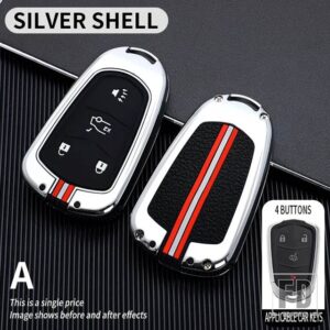 キャデラック ATS XTS XT5 XT4 CT6 XT6 CTS DTS ESV STS ELR 2014-18 3 4 5BOTTON 金属キーカバー FOB ケースシェル - 4BT-silver-shell