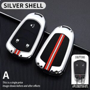 キャデラック ATS XTS XT5 XT4 CT6 XT6 CTS DTS ESV STS ELR 2014-18 3 4 5BOTTON 金属キーカバー FOB ケースシェル - 3BT-silver-shell