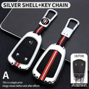 キャデラック ATS XTS XT5 XT4 CT6 XT6 CTS DTS ESV STS ELR 2014-18 3 4 5BOTTON 金属キーカバー FOB ケースシェル - 3BT- silver-ring
