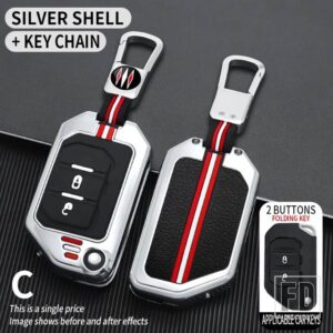 ジープ ラングラーグラディエーター JL JLU ルビコンサハラ JLU JT 2018-22 アクセサリー金属キーカバー FOB ケースシェル - 2bt-silver-ring