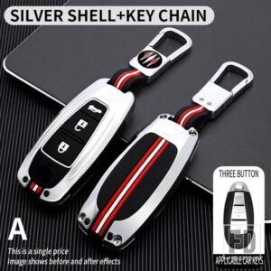 スズキ VITARA スイフトイグニスキザシ SX4 バレーノ ERTIGA サムライ S-クロスアクセサリー 2 3ボタン金属キーカバー FOB ケースシェル - 3BT- silver-ring