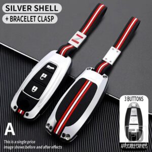 スズキ VITARA スイフトイグニスキザシ SX4 バレーノ ERTIGA サムライ S-クロスアクセサリー 2 3ボタン金属キーカバー FOB ケースシェル - 3BT- silver-chain