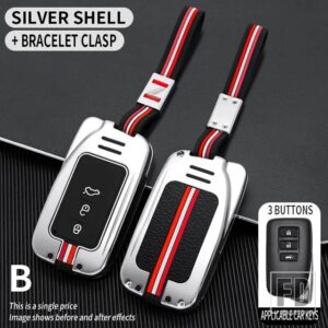 レクサス NX GS RX は ES GX LX RC 200 250 350 LS 450H 300H 金属キー FOB カバーケースシェルホルダーアクセサリー - 3BT- silver-chain