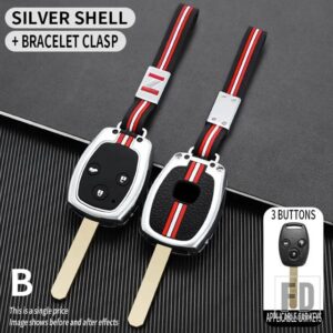 ホンダ CR-V アコードシビック CRV CRZ フィットパイロットインサイト 39753 2/3ボタン合金金属キーケースカバーシェル - 3bt-silver-chian