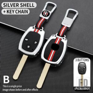 ホンダ CR-V アコードシビック CRV CRZ フィットパイロットインサイト 39753 2/3ボタン合金金属キーケースカバーシェル - 3BT- silver-ring