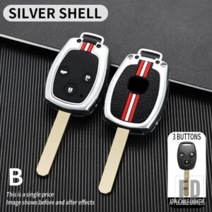 ホンダ CR-V アコードシビック CRV CRZ フィットパイロットインサイト 39753 2/3ボタン合金金属キーケースカバーシェル - 3BT-silver-shell