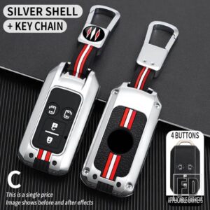 スズキ スイフトワゴン R ジムニーシエラスペーシアエルティガキーホルダーアクセサリー 2 4ボタン 金属キーカバー FOB ケースシェル - 4BT-silver-ring