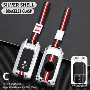 スズキ スイフトワゴン R ジムニーシエラスペーシアエルティガキーホルダーアクセサリー 2 4ボタン 金属キーカバー FOB ケースシェル - 2bt-silver-chain