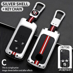 ホンダ アコードシビック CRV オデッセイ 2006-13-2015 2 3ボタン金属キーカバー FOB ケースシェル - 3BT- silver-ring