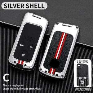 ホンダ アコードシビック CRV オデッセイ 2006-13-2015 2 3ボタン金属キーカバー FOB ケースシェル - 3BT-silver-shell