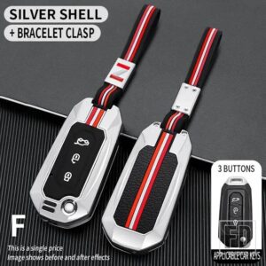 フォード テリトリー EV 3ボタン金属キーカバー FOB ケースシェルアクセサリー - F-silver-chain