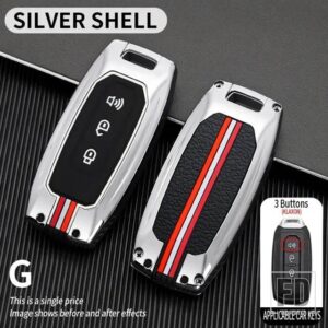 フォード テリトリー EV 3ボタン金属キーカバー FOB ケースシェルアクセサリー - G2-1-silver-shell