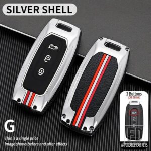フォード テリトリー EV 3ボタン金属キーカバー FOB ケースシェルアクセサリー - G3-silver-shell