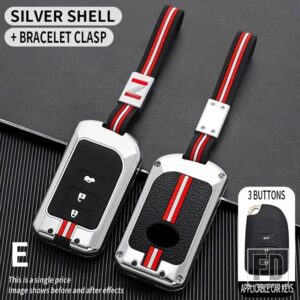 トヨタ ヤリス YARISL X ハイエース VIOS ヴァーソカムリカローラコントロールキーホルダーアクセサリー金属キーカバー FOB ケースシェル - 3BT- silver-chain