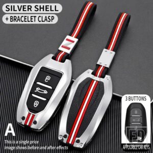 シトロエン プジョー C5 C3 C4 C8 ベルランゴ用パートナーリフター 208 308 508 407 2008 3008 エキスパート金属キーカバー FOB ケースシェル - A -silver-chian