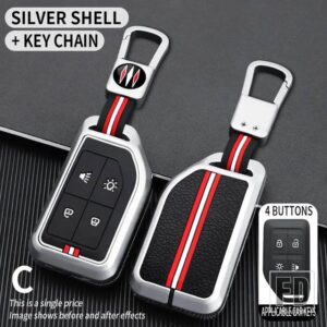 ボルボ FH16 カーゴ 555 FM 大型トラックシェル/2 4ボタン 金属キーカバー FOB ケースシェル - 4BT-silver-ring