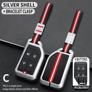 ボルボ FH16 カーゴ 555 FM 大型トラックシェル/2 4ボタン 金属キーカバー FOB ケースシェル - 4BT-silver-chain