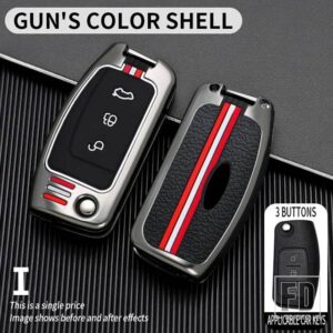 フォード フォーカス 2 3 モンデオフィエスタギャラクシー C-MAX S C マックス 3ボタンフリップ折りたたみキー 2011 2010 金属キーカバー FOB - I- gun- shell