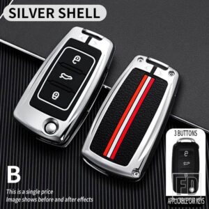 VW ティグアン パサート ポロ ゴルフ SAGITAR MK6 トゥアレグ SEAT TOURAN BORA IBIZA LEON OCTAVIA FABIA キーカバーケースシェル - silver-shell