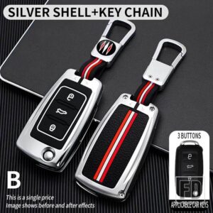VW ティグアン パサート ポロ ゴルフ SAGITAR MK6 トゥアレグ SEAT TOURAN BORA IBIZA LEON OCTAVIA FABIA キーカバーケースシェル - silver- ring