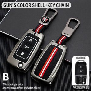 VW ティグアン パサート ポロ ゴルフ SAGITAR MK6 トゥアレグ SEAT TOURAN BORA IBIZA LEON OCTAVIA FABIA キーカバーケースシェル - gun -ring