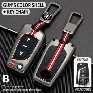 トヨタ オーリスカローラアベンシスヴァーソヤリスアイゴサイオン TC IM カムリ RAV4 FORTURNER ハイラックス金属キーカバー FOB ケースシェル - 3BT- gun-ring