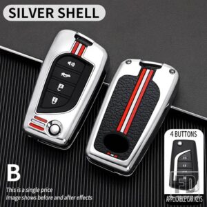 トヨタ オーリスカローラアベンシスヴァーソヤリスアイゴサイオン TC IM カムリ RAV4 FORTURNER ハイラックス金属キーカバー FOB ケースシェル - 4BT-silver-shell