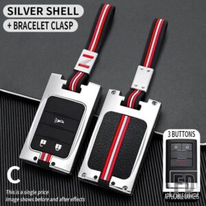 シボレー キャデラック C7 コルベット CTS ATS 28T CTSV XTS DTS SLS SRX XLS STS エスカレード金属キーカバー FOB ケースシェル - 3BT- silver-chain