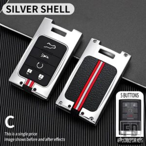 シボレー キャデラック C7 コルベット CTS ATS 28T CTSV XTS DTS SLS SRX XLS STS エスカレード金属キーカバー FOB ケースシェル - 5BT-silver-shell