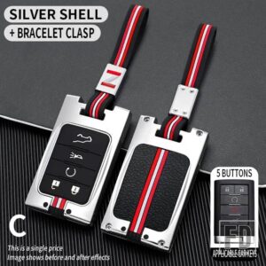 シボレー キャデラック C7 コルベット CTS ATS 28T CTSV XTS DTS SLS SRX XLS STS エスカレード金属キーカバー FOB ケースシェル - 5BT-silver-chain