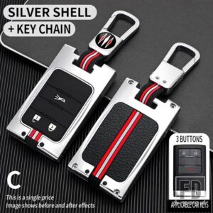 シボレー キャデラック C7 コルベット CTS ATS 28T CTSV XTS DTS SLS SRX XLS STS エスカレード金属キーカバー FOB ケースシェル - 3BT- silver-ring
