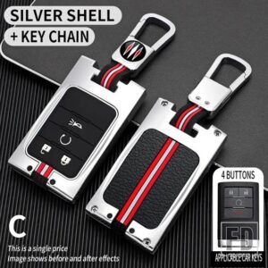 シボレー キャデラック C7 コルベット CTS ATS 28T CTSV XTS DTS SLS SRX XLS STS エスカレード金属キーカバー FOB ケースシェル - 4BT-silver-ring