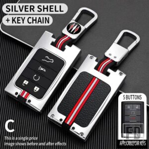 シボレー キャデラック C7 コルベット CTS ATS 28T CTSV XTS DTS SLS SRX XLS STS エスカレード金属キーカバー FOB ケースシェル - 5BT-silver-ring