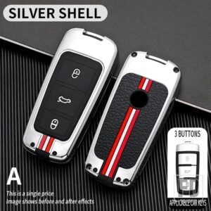 VW パサート CC 3C B5 B6 B7 B7L R36 MAOGOTAN 制御リモートアクセサリー金属キーカバー FOB ケースシェル - silver-shell
