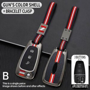 フォード フィエスタフォーカス C-MAX CB7 S-MAX トランジットカスタムギャラクシーモンデオ 2013 3ボタン金属キーカバー FOB ケースシェル - B- gun-chain