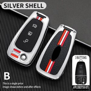 フォード フィエスタフォーカス C-MAX CB7 S-MAX トランジットカスタムギャラクシーモンデオ 2013 3ボタン金属キーカバー FOB ケースシェル - B-silver-shell
