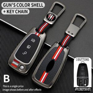 フォード フィエスタフォーカス C-MAX CB7 S-MAX トランジットカスタムギャラクシーモンデオ 2013 3ボタン金属キーカバー FOB ケースシェル - B-gun-ring