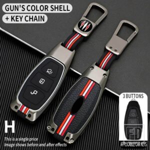 フォード フィエスタフォーカス C-MAX CB7 S-MAX トランジットカスタムギャラクシーモンデオ 2013 3ボタン金属キーカバー FOB ケースシェル - H-gun-ring