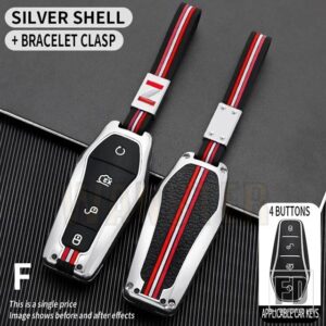 歌プラス ATTO 3 ハン EV 唐 DM 秦シールイルカ金属キーカバー FOB ケースシェルリモートホルダーキーホルダーアクセサリー - F-silver-chain
