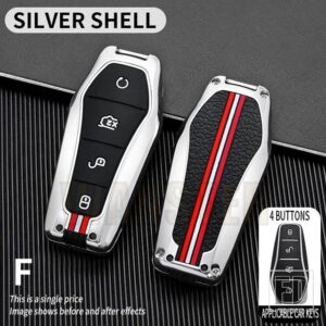 歌プラス ATTO 3 ハン EV 唐 DM 秦シールイルカ金属キーカバー FOB ケースシェルリモートホルダーキーホルダーアクセサリー - F-silver-shell