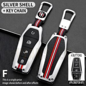 歌プラス ATTO 3 ハン EV 唐 DM 秦シールイルカ金属キーカバー FOB ケースシェルリモートホルダーキーホルダーアクセサリー - F-silver-ring