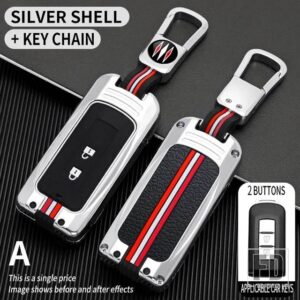三菱 ランサーアウトランダー ASX エクリプスクロスパジェロ将軍キーカバー FOB ケースシェル KEYCHIAN アクセサリー - 2bt-silver-ring